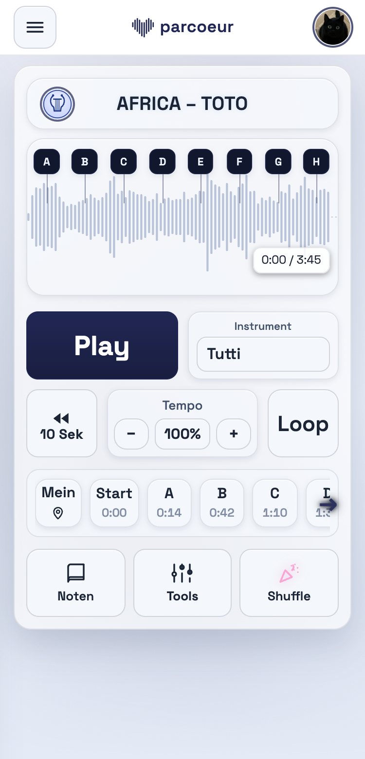 parcoeur im Look „White Melody“ mit dem Logo für ein Orchester.